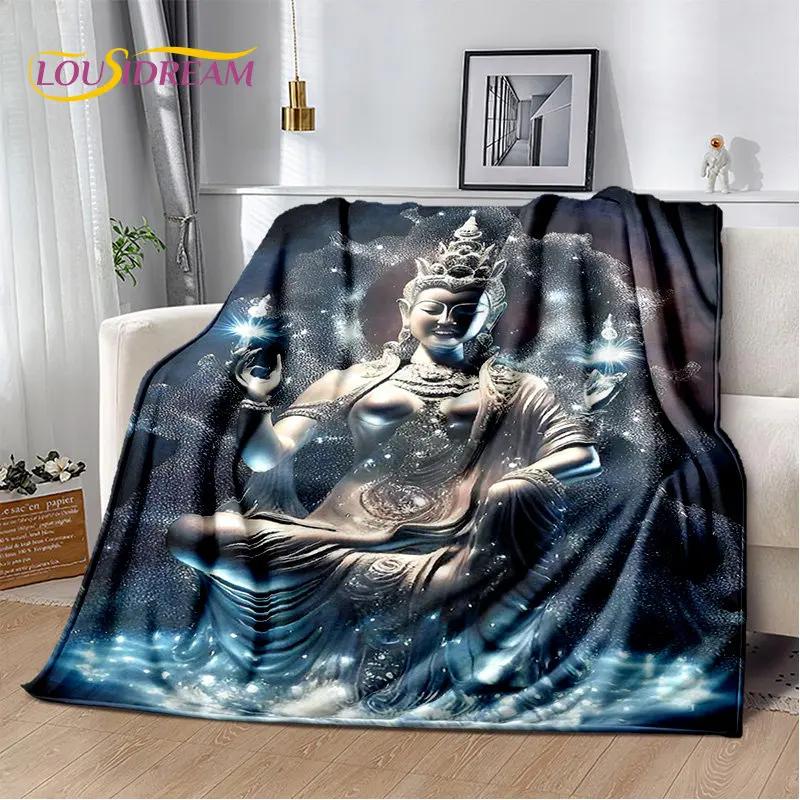 Manta de felpa suave de Buda Sakyamuni budismo fe religión, manta de franela para sala de estar, dormitorio, cama, sofá, oración