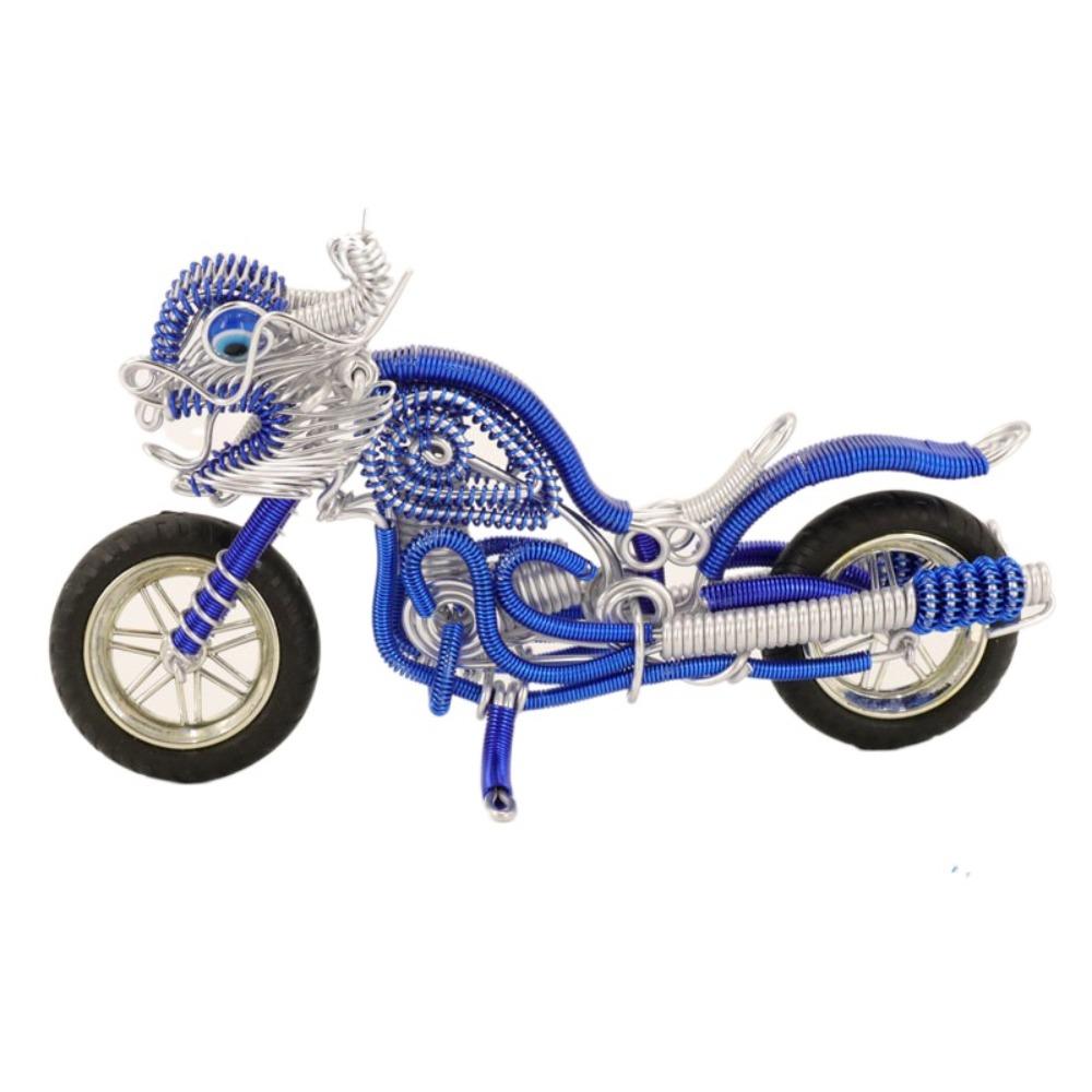 

Statue Woven Motorcycle Sculpture Aluminum Wire Dragon Motorcycle DIY Toys Desktop Decorative синий