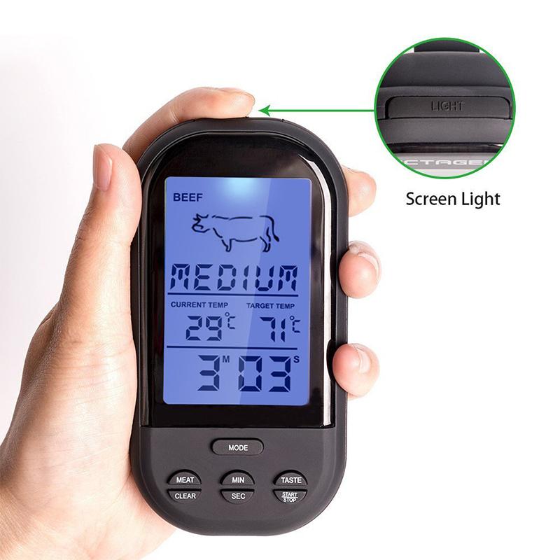 LMETJMA Wireless Range Grill Oven Meat Thermometer Digital Thermometer with Timer and LCD Backlight Cooking Food Thermometer