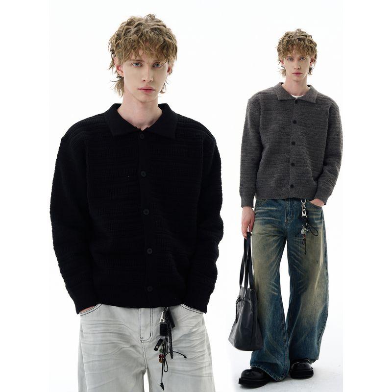 Kisko American Retro Thickeneded Warm Lazy Knitted Cardigan Sweater for Men and Women Winter High-End Loose Jacket