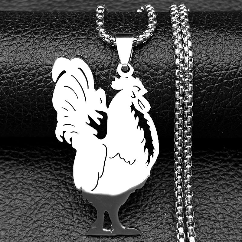Hohler Hahn Hahnen Tier Anhänger Halskette Für Frauen Männer Edelstahl Gold Silber Farbe Morgen Wecker Kette Schmuck