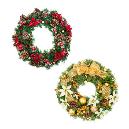 Christmas Wreath Window Stickers Electrostatic Window Decals Wreath Pattern Glass Sticker for Home Shop Xmas Decoration