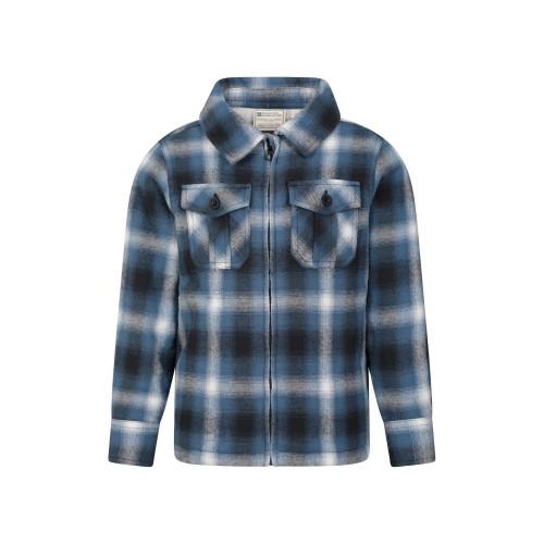 Mountain Warehouse Jaqueta infantil/infantil Stream verificado Borg forrado com zíper completo 7-8 Years azul
