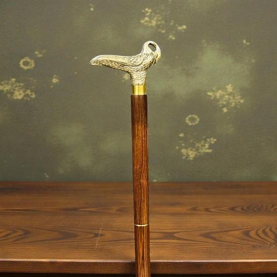 Bastone da passeggio in legno fatto a mano con manico a cigno in ottone 93,98 cm Regalo per Padri Madri Nonno Nonna Anniversario di Matrimonio