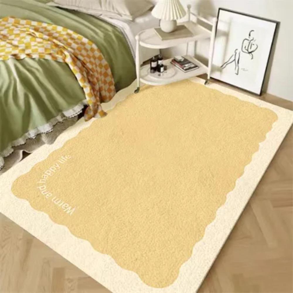 Cream Style Rugs for Bedroom Thick Plush Living Room Decoration Anti-slip Carpet Fluffy Soft Bedside Rug Home Washable Floor Mat