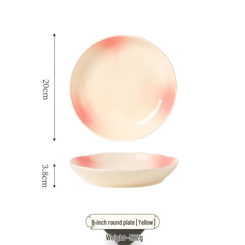 2025 Stylish Pink Ceramic Tableware Set: Elegant Plates and Deep Fruit Bowls