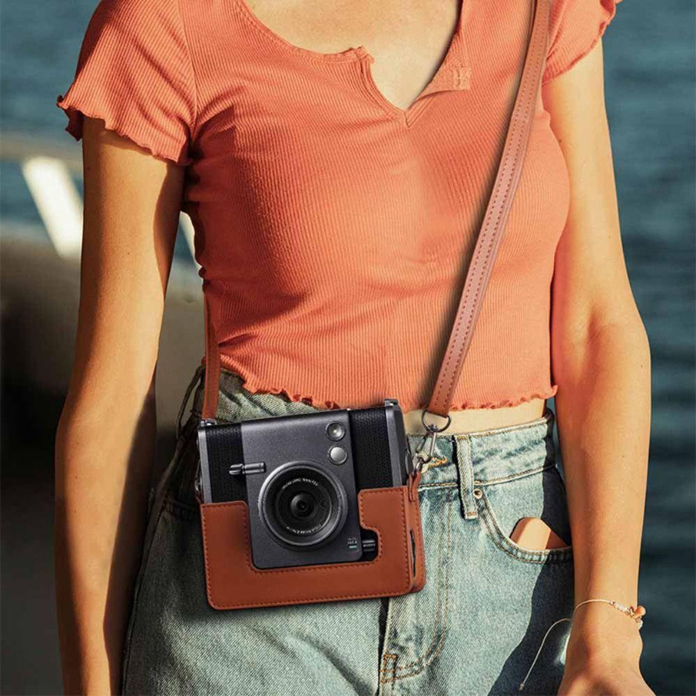 PU Leather Instant Camera Case Anti Scratch Storage Bag for Fujifilm Instax WIDE EVO Travel