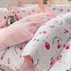 4 Piece Washed Cotton Bed Sheet Set Brushed Finish Duvet Cover Pillowcase For Years Round Comfort Family Household Use