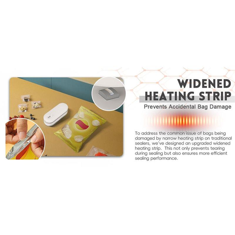 A78E-Mini Bag Sealer Handheld Heat Seal Chip Bag Sealer 3 Heat Modes, Magnetic Design