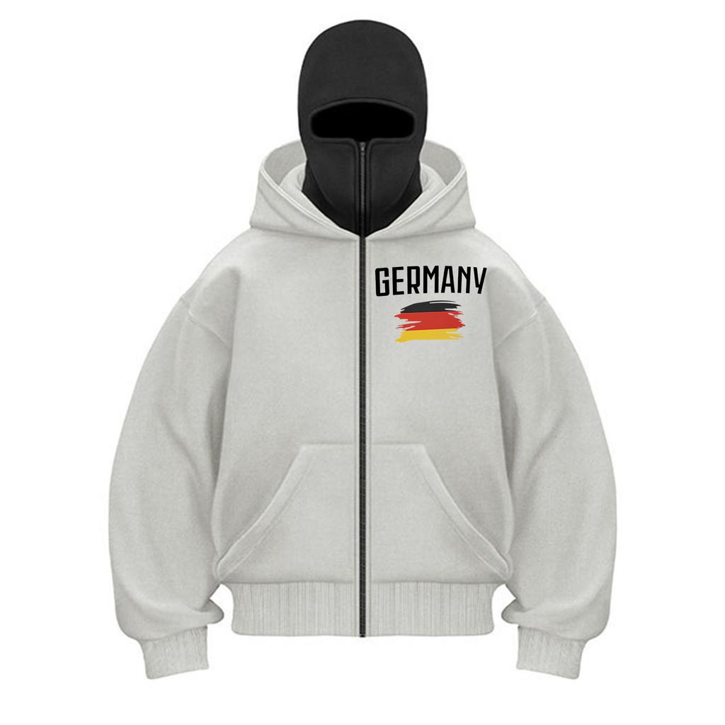 Pánská volná trendy mikina s dvojitou kapucí, kardigan se zipem