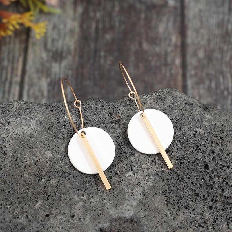 Trendy Charm Alloy Mom Earrings Round Splice Long Strip Design Elegant Jewelry for Mother Daily Work Wear