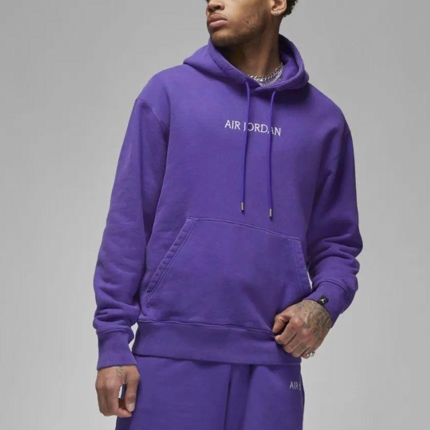 Sweat à capuche à cordon de serrage de couleur unie Air Jordan pour homme Violet foncé DV6464-514