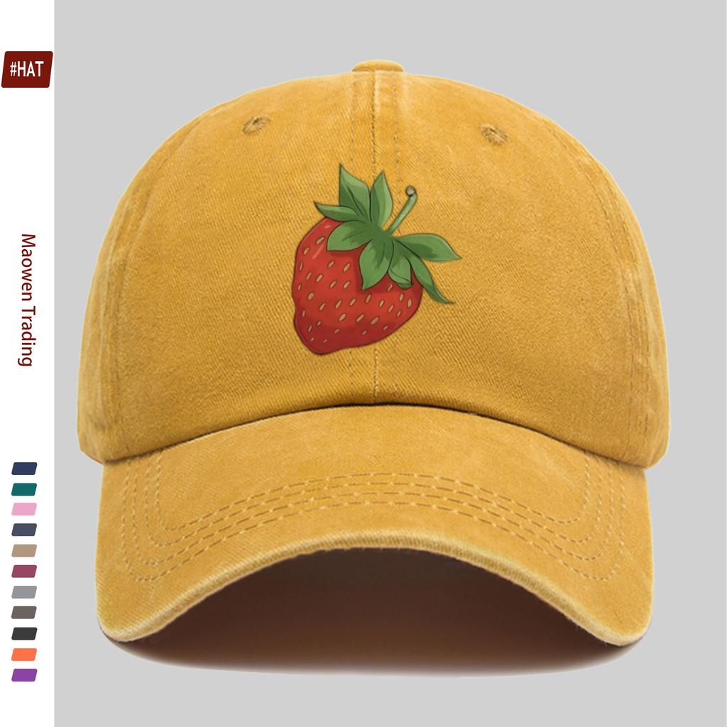 pc Fresh Strawberry Print Baseball Cap Home Leisure Design Decor Hat Comfortable Lightweight Sun Hat with Adjustable Strap F
