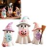 Creative Halloween Shelf Decor 3Pcs Pink Ghost Figurines, Cute Spooky Resin Desk with Pumpkin Macaron Color Ornament BOO Letter, Sweet Tabletop