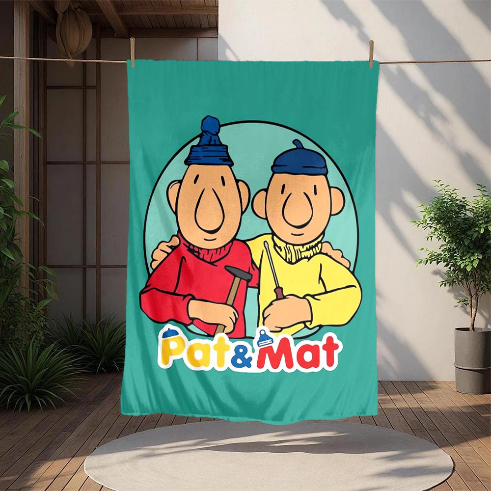 

1pc Pat, Mat, Friendship,Buurman & Buurman Digital Printed Flannel Blanket, Super Soft Plush Bed Cover,Blanket for Sofa, Bed, Office, 70125 80cm x 120cm