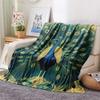 Peacock with Fanned Tail  Print Flannel Blanket, High quality Comfortable for All Seasons, Home Decor, Warmth and Comfort