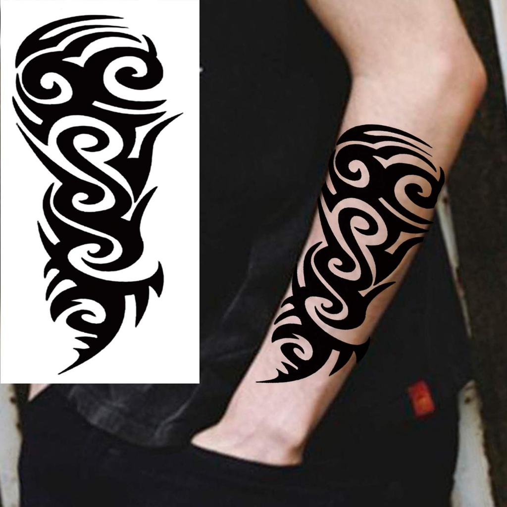 1 Sheet Tribal Totem Maori Temporary Tattoos For Adults Men Women Black Fake Sleeve Tattoo Sticker Waterproof
