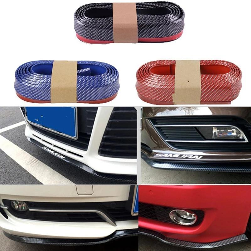 2.5M Car Bumper Lip Stickers Soft Carbon Fiber Car Rubber Bumper Strip Outside Bumper Front Lip Car Bumper Protectors