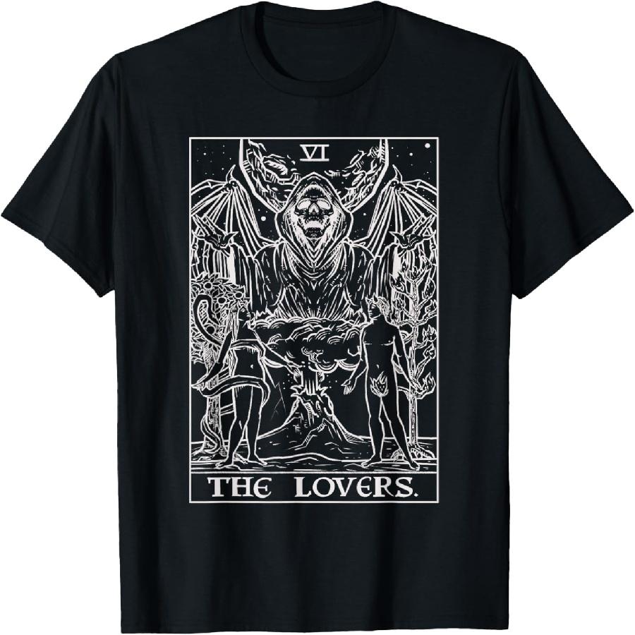 The Lovers Tarot Card Halloween Grim Reaper Gothic Horror T-Shirt XXXXXL чёрный