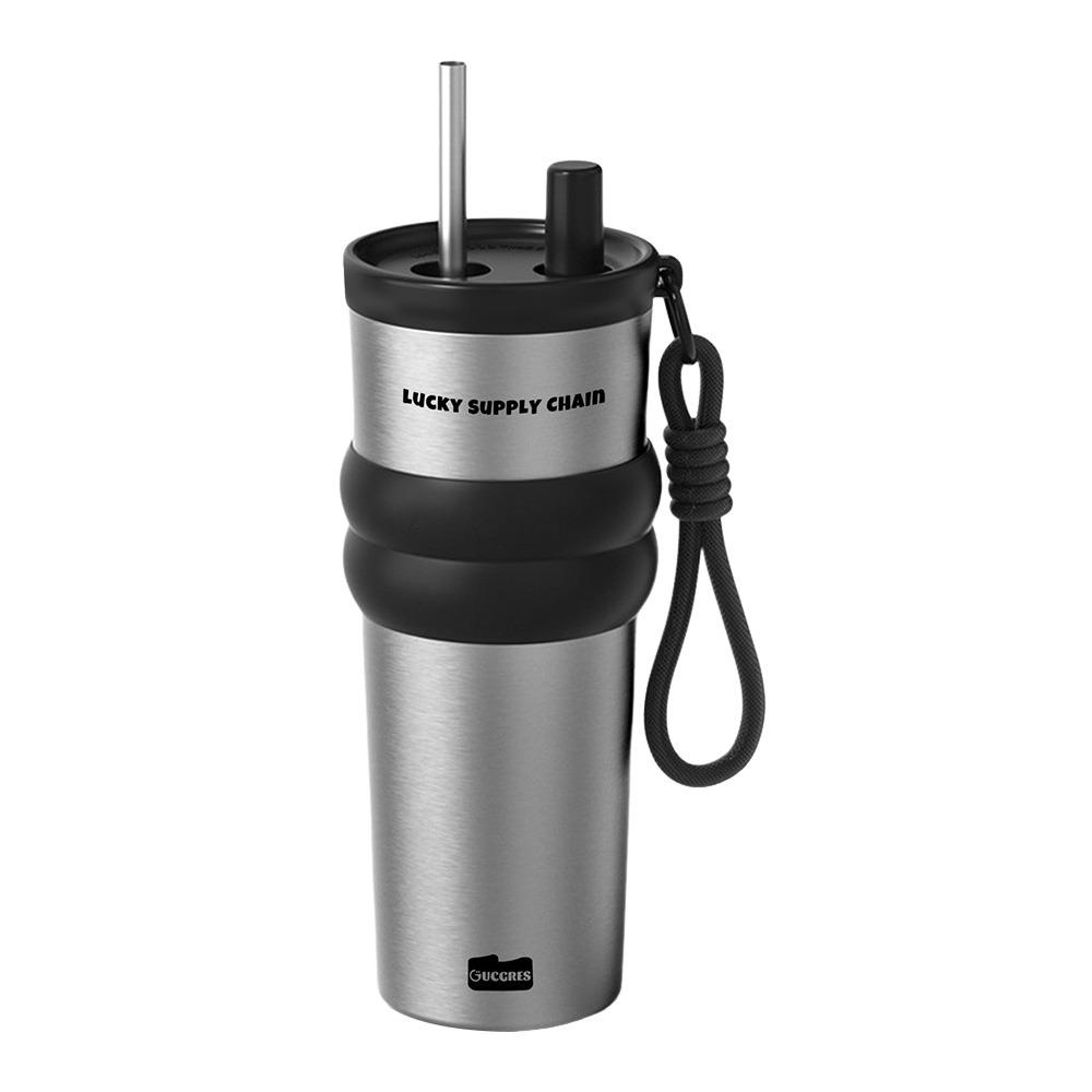 Large Capacity Vacuum Insulated Bottle 700ML Straw Cup Durable Water Bottle