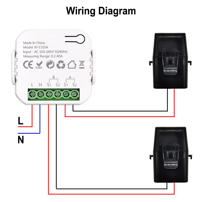 Smart New WiFi Energy Clamp Bidirectional Meter with Buzzer Alarm for Threshold App Monitor Export Import Power AC110V/240V