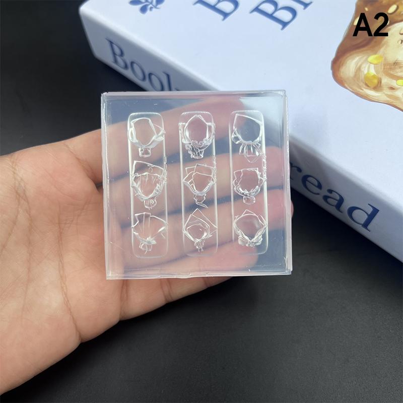 1 Stück Silikon Schleife Nagelkunstform Rosenblüten-Strauß-Stil Hochtransparent 3D-Nageldekorationen Nagelanhänger DIY Maniküreform