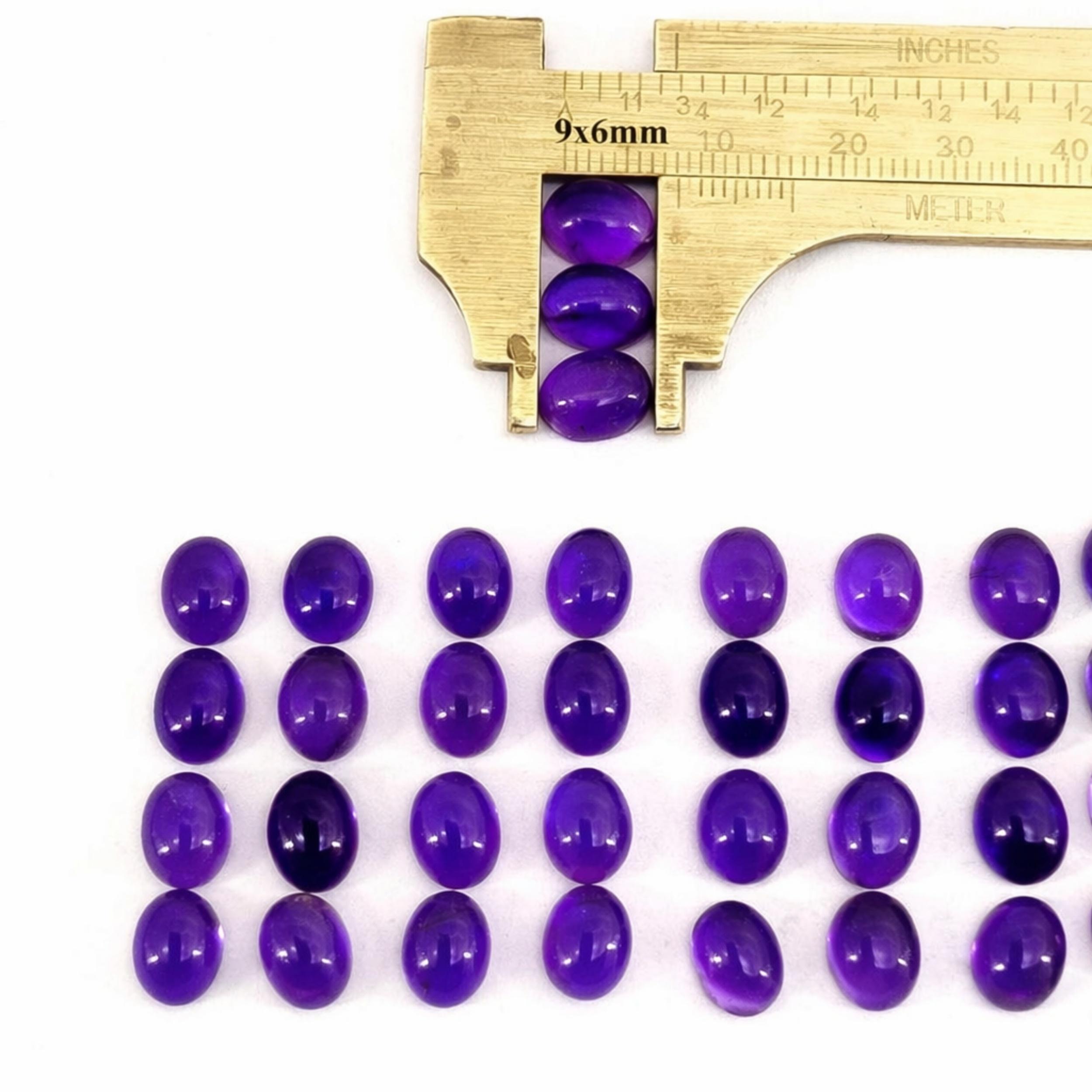 

9x7mm Oval Amethyst Cabochon Lot, Natural Purple Amethyst Gemstones, Calibrated Cabochons for Jewelry Making 1 Piece
