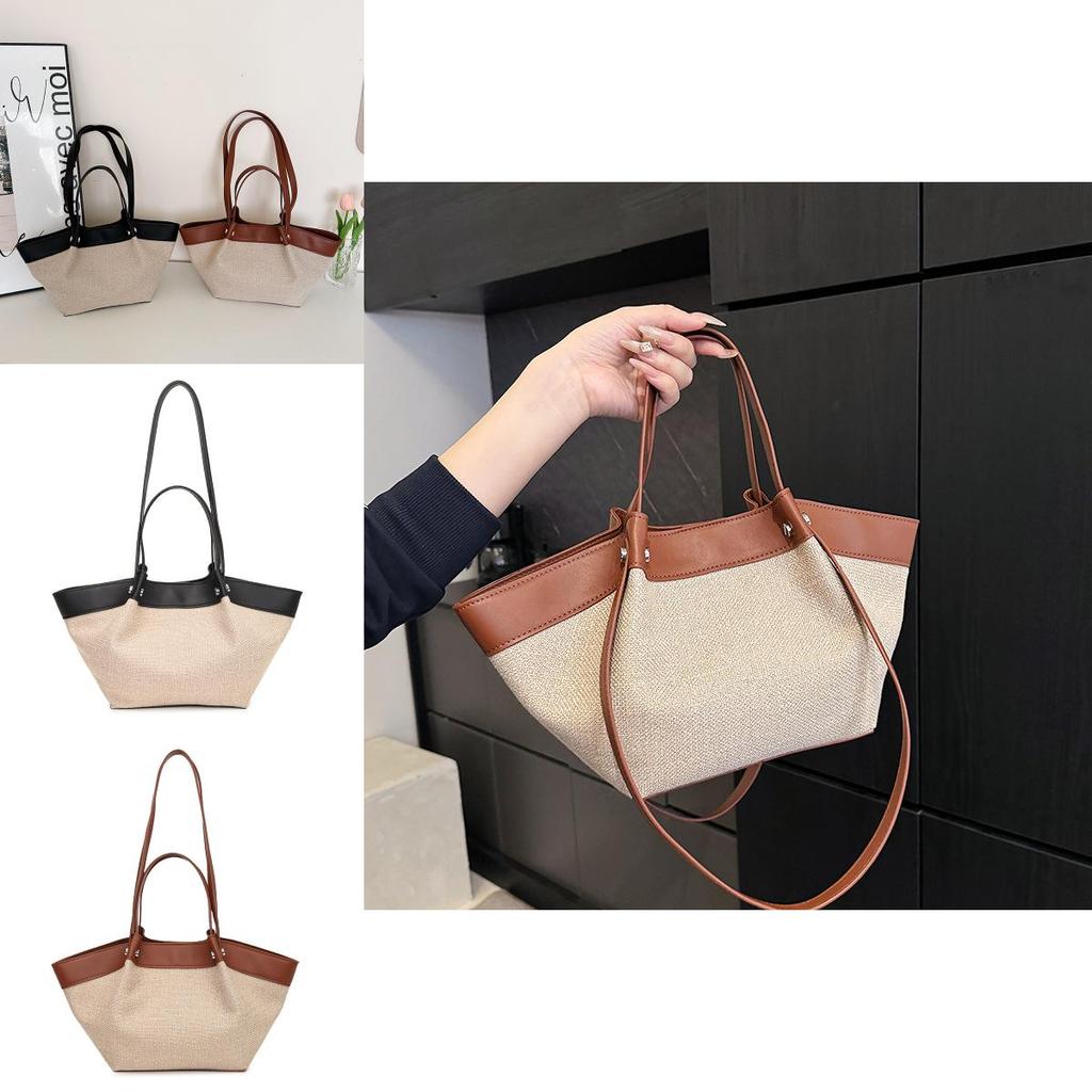 Pu Large Capacity Tote Bag For Women With Color Blocked Pleated Design For Daily Use