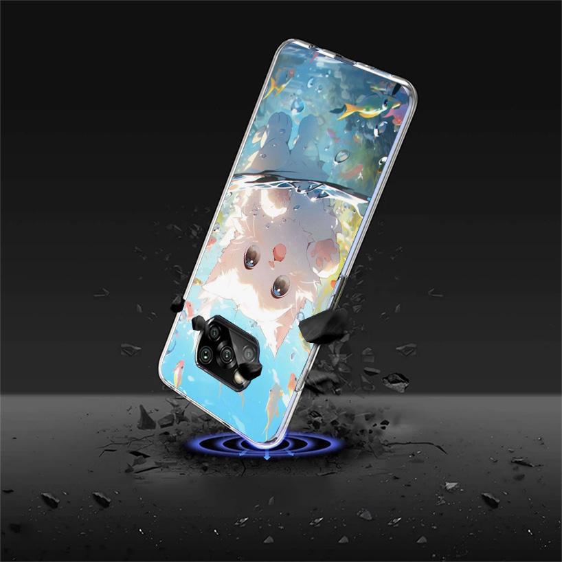 Cartoon Cute Cat Fish Aesthetic Cover Phone Case For Xiaomi Poco F7 Ultra X7 X6 X5 Pro M7 Redmi 15C 15 13C 13 12C 12 10C 10 9A 9