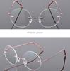 1.61 index Lenses No-Rim Circular Shortsighted Spectacles Rx Eyewear Anti-blue Light Myopia Glasses -0.5 -0.75 To -6