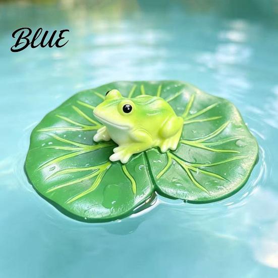 Wasserdichte Gartendekoration Frosch auf schwimmender Lotosblatt-Figur Lustige Harzfigur mit naturinspiriertem Ornament für Zuhause Feengarten Teich,