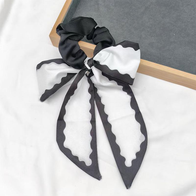 Printed Bow Hair Rope Elegant Ribbon Ponytail Hair Band For Women Sweet Rubber Band Hair Ring Fashion Headdress Hair Accessories