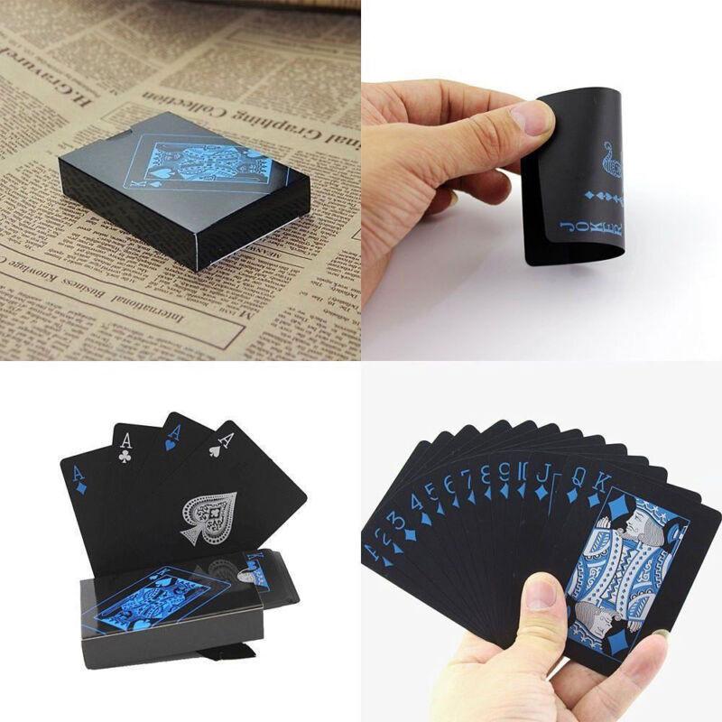Premium Quality Black Plastic Poker Playing Cards Waterproof Magic Game Set