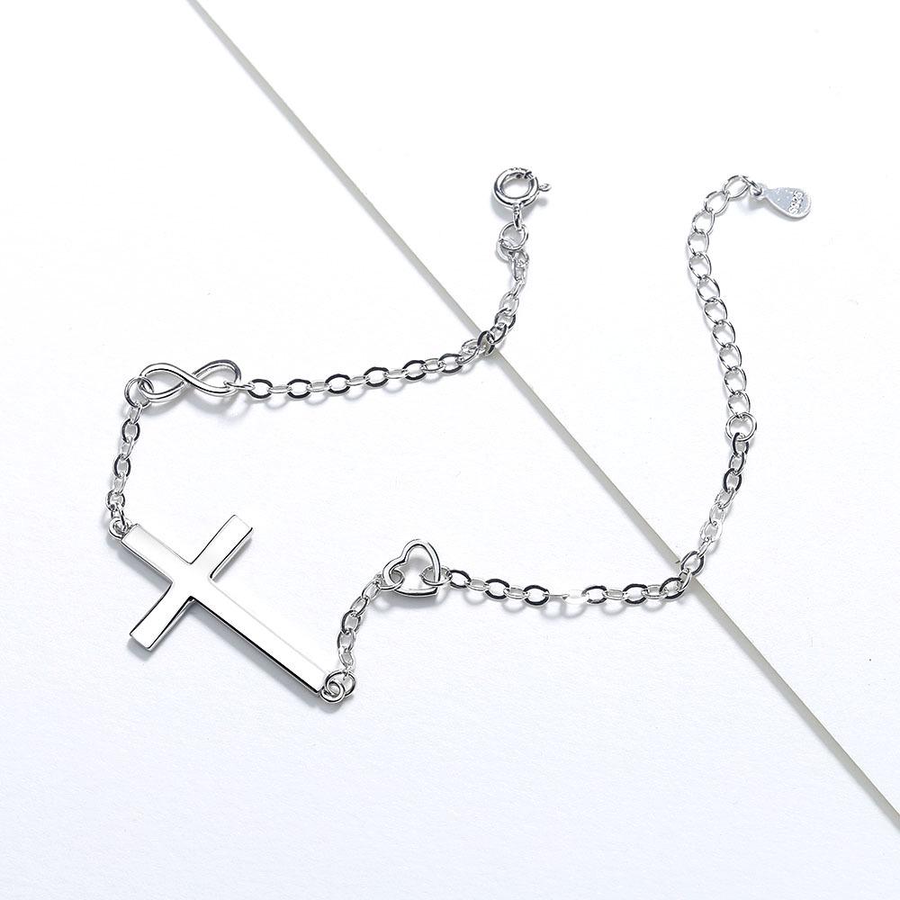 925 Silver Cross Bracelet: Elegant Unisex Fashion