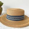 Spring and Summer Hat Ethnic Style Hat Summer Hat Republic of China Style Retro Internet Celebrity Flat Top Weaving Retro Summer Hollow
