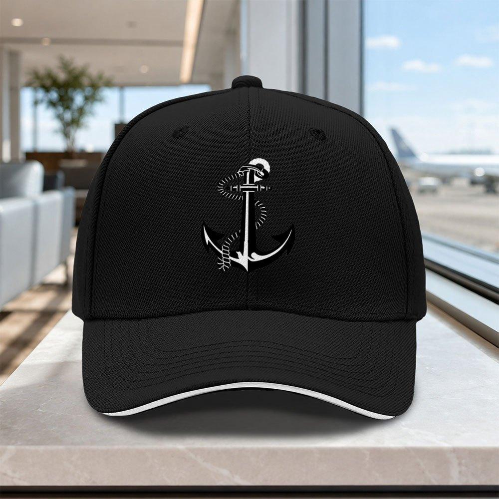 Adjustable Anchor Pattern Baseball Cap  Lightweight Unisex Sandwich Hat for Outdoor Weddings Parties