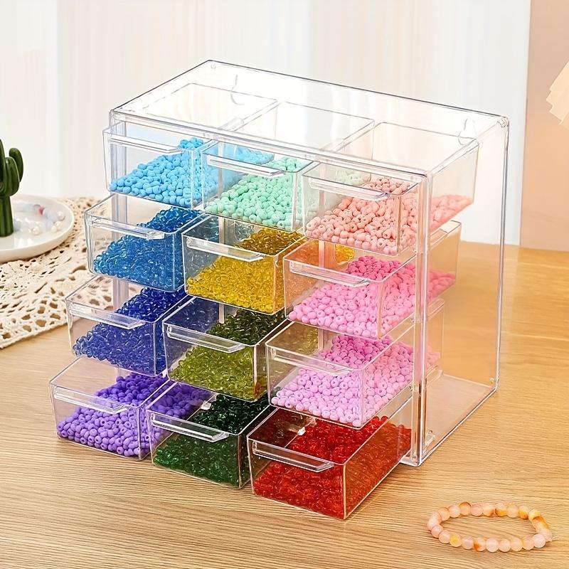 Clear Plastic Bead Organizer Box with Drawers Multi Compartment Storage for Crystal Jewelry DIY Craft Supplies Desktop Case