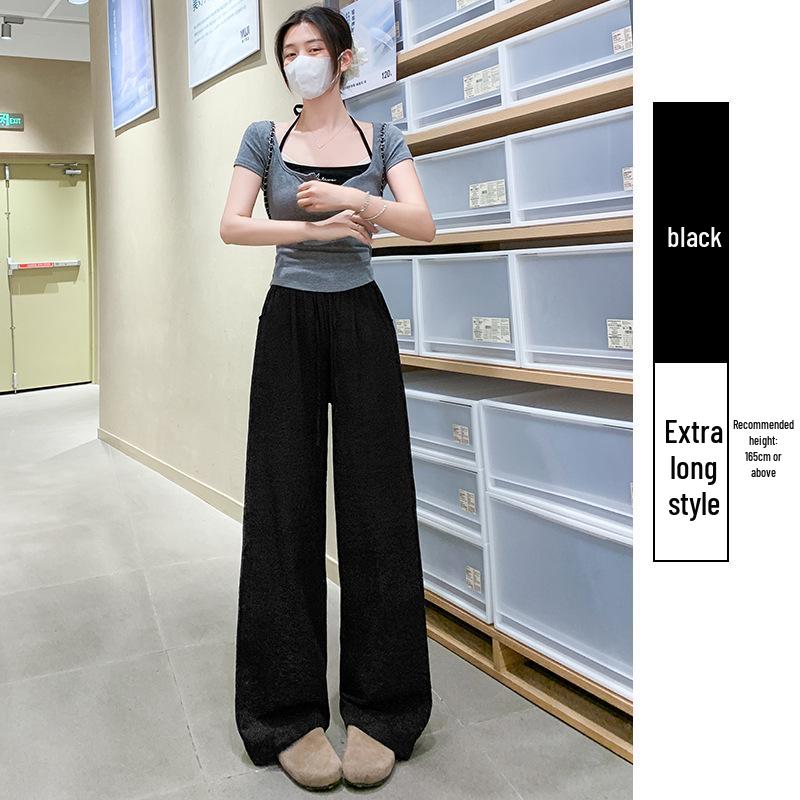 

White Cotton Linen Wide-Leg Summer Pants - Women s 2026 Casual Ice Silk Floor-Length Style. Medium