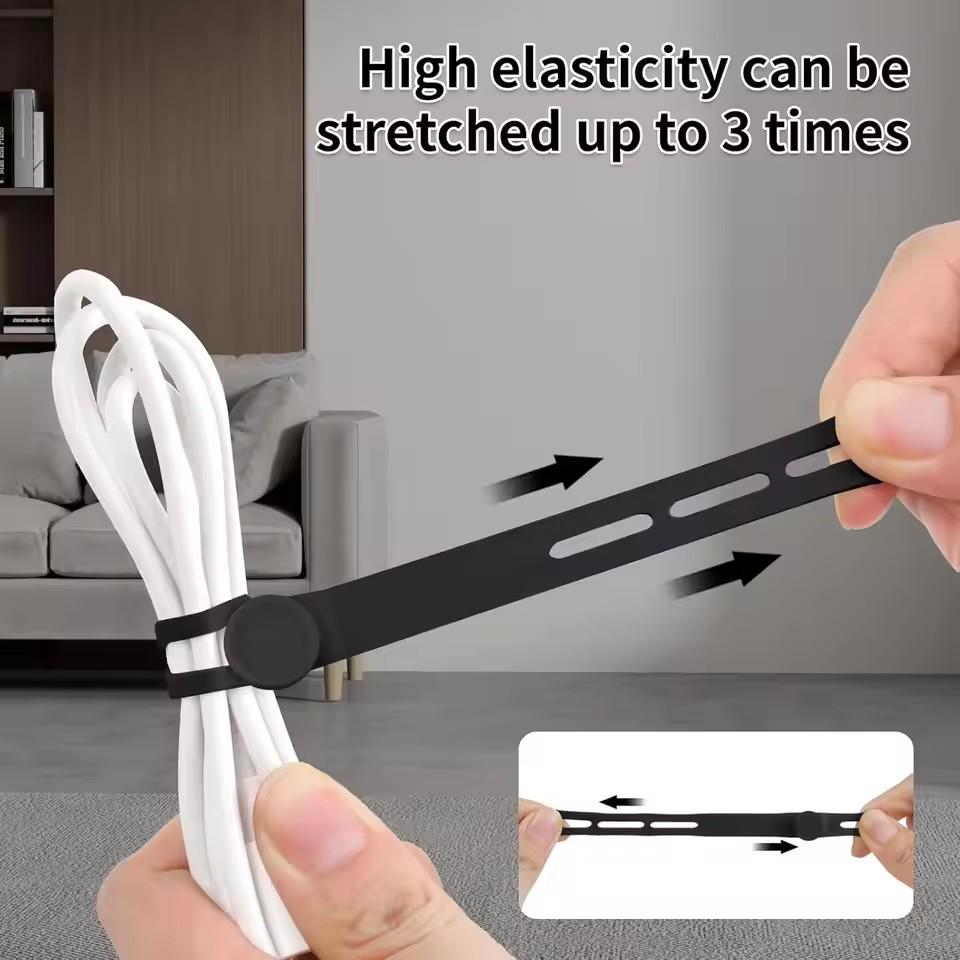Cable Organizer Reusable Silicone Cable Ties Desk Winder Wire Management Clips for Earphone USB Cord Mouse Home Office Travel