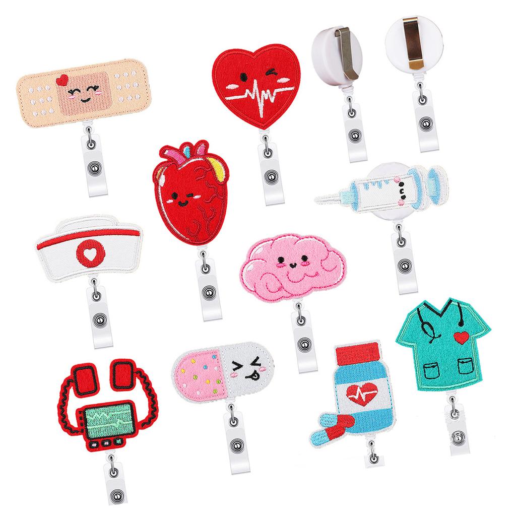 Recyclable Retractables Badges Holders for Nurses With Embroidery Designs and Secure Attachment Clip