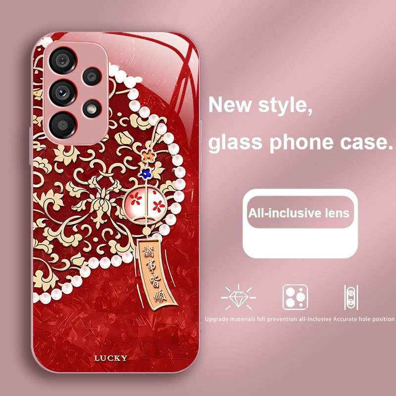 

Chinese Wind Chime Color For Samsung Galaxy S23 24 Plus S20 21 FE S25 Ultra A70 72 73 51 52 53 Tempered Glass Phone Case Samsung S23 Ultra