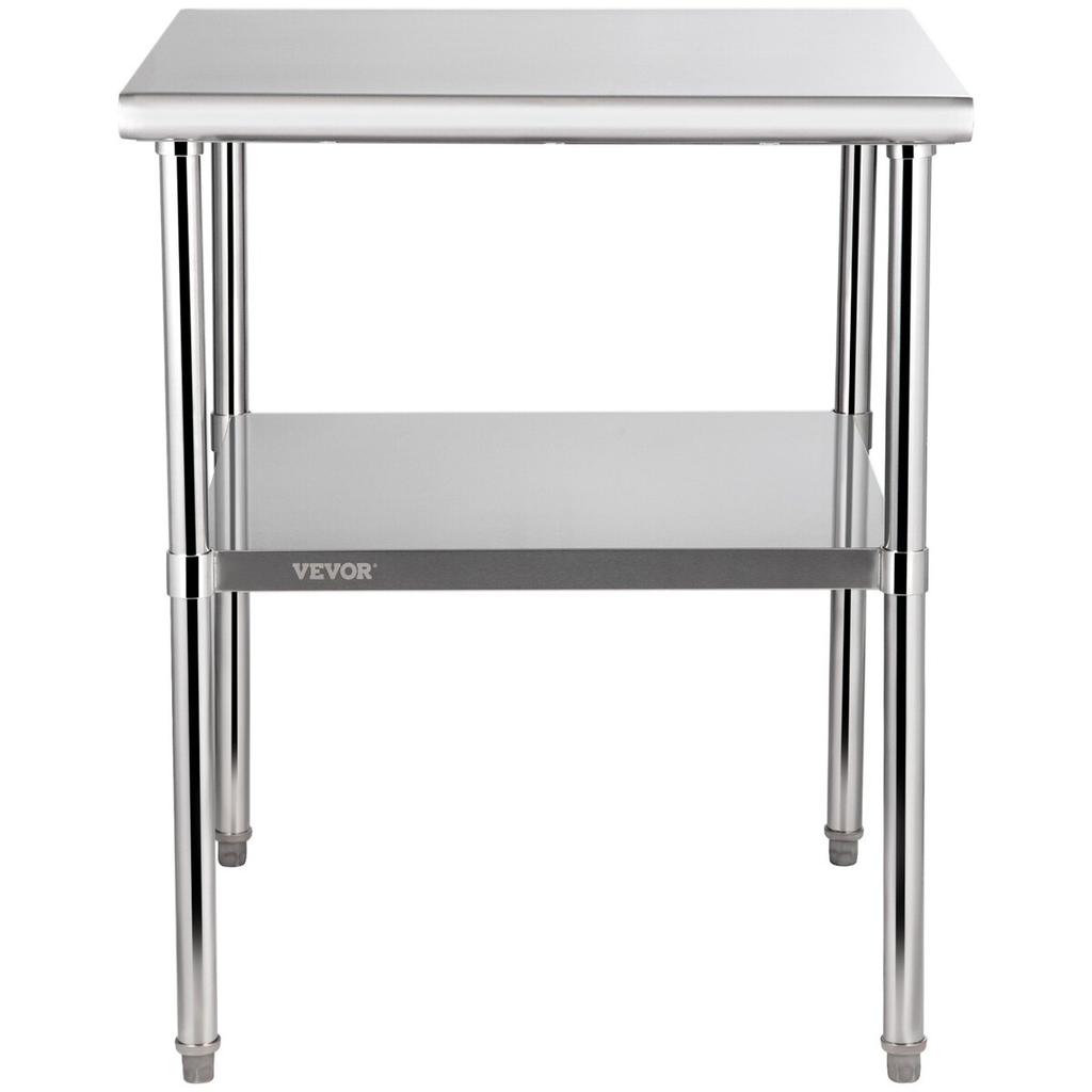 Stainless Steel Prep Table, 30 x 30 x 36 Inch, 800lbs Load Capacity Heavy Duty Metal Worktable with Adjustable Undershelf & Feet, Commercial