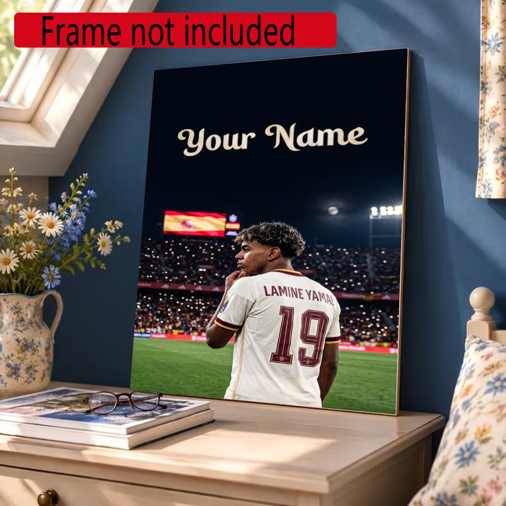 Lamin Yamal Customize Your Name Diamond Painting Round Diamond Diy Frameless Holiday Artwork Suitable For Home Office Wall Decoration