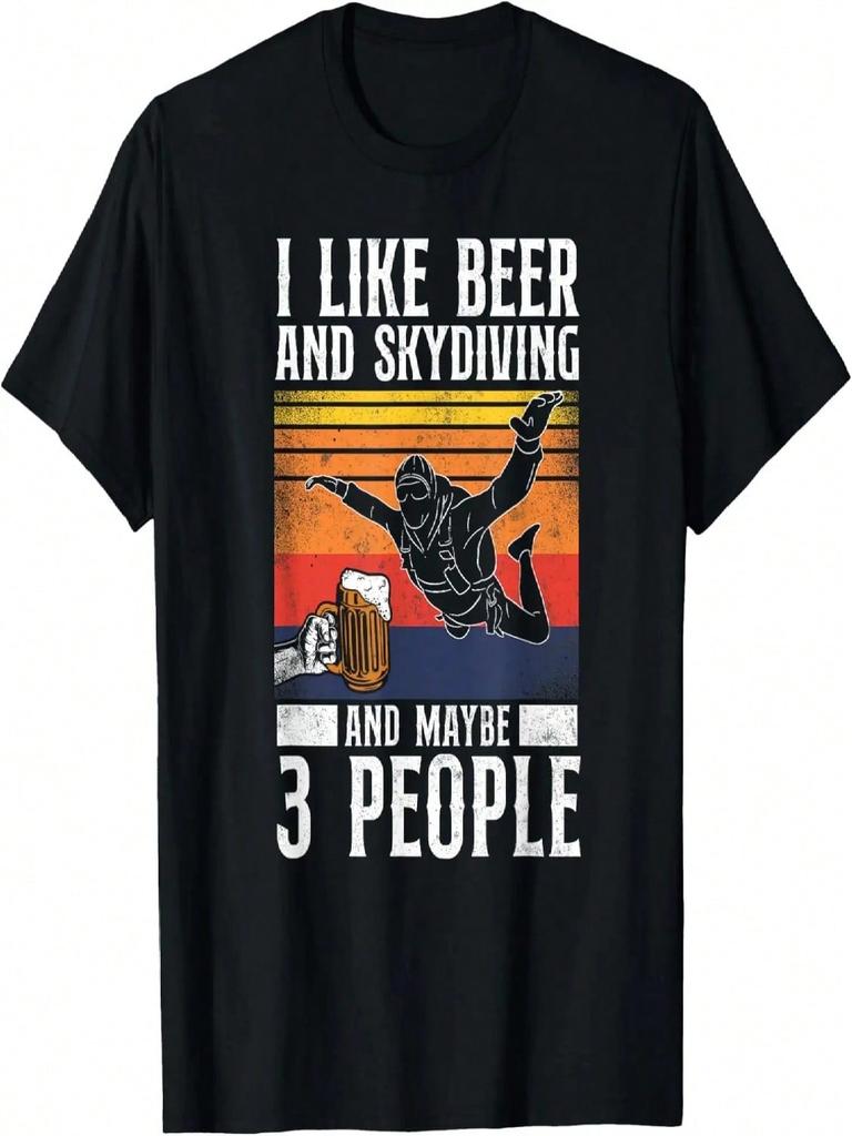I Like Beer And Skydiving And Maybe 3 People Retro Vintage T-Shirt