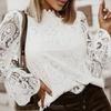 Tops Loose Sexy Hollow Design Long Sleeve Fashion Women Lace Blouses for Daily Wear