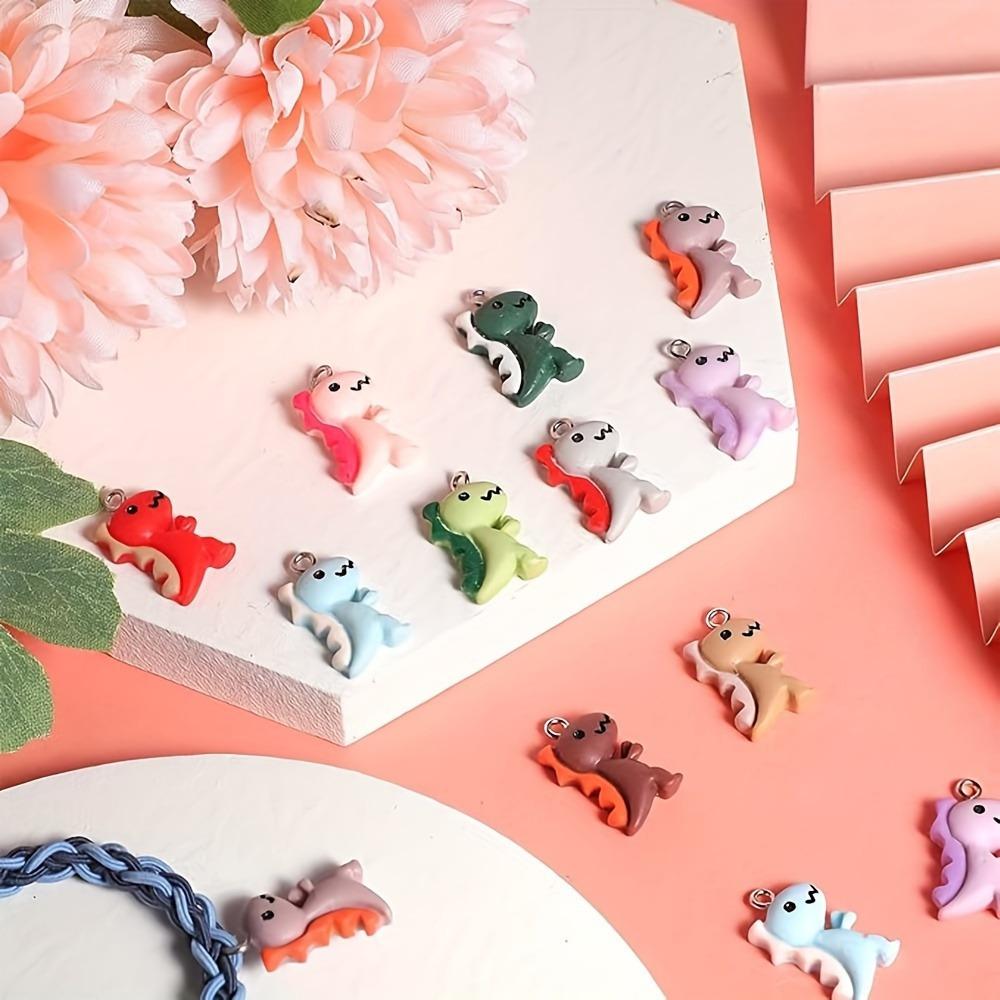 5/10/20pcs Random Mixed Fun Creative Dinosaur Pendant Pendant Resin Bracelet Necklace Earrings Keychain