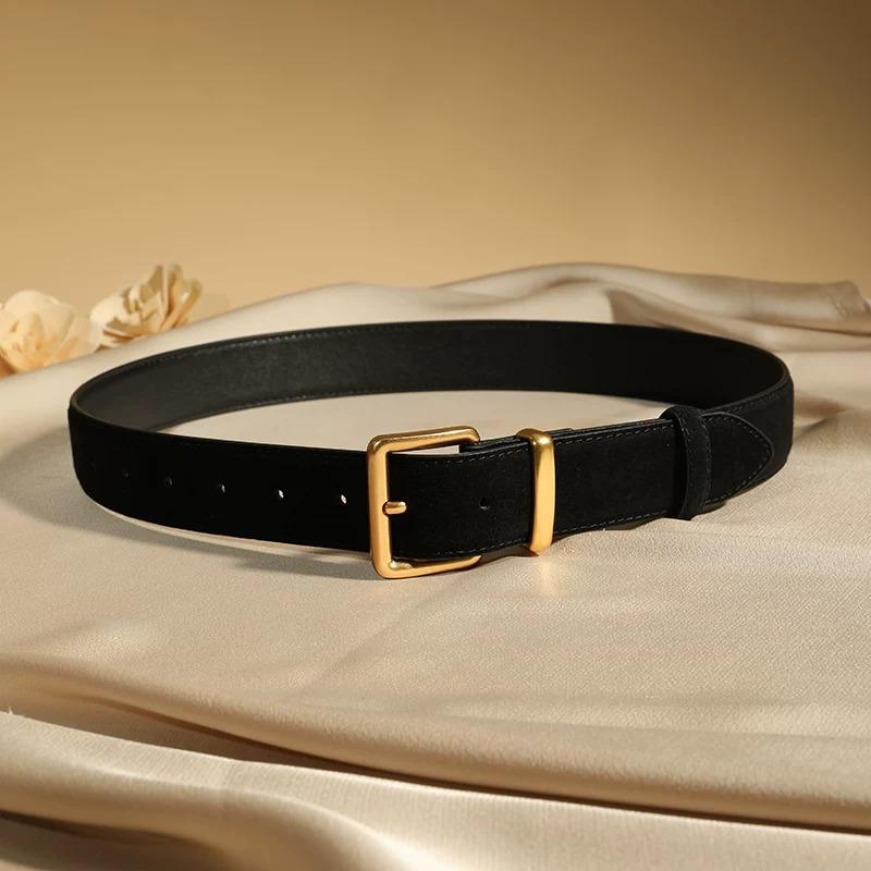 Women's Genuine Leather Cowhide Suede High-End Retro Wide Waist Cinch Belt for Jeans and Jackets