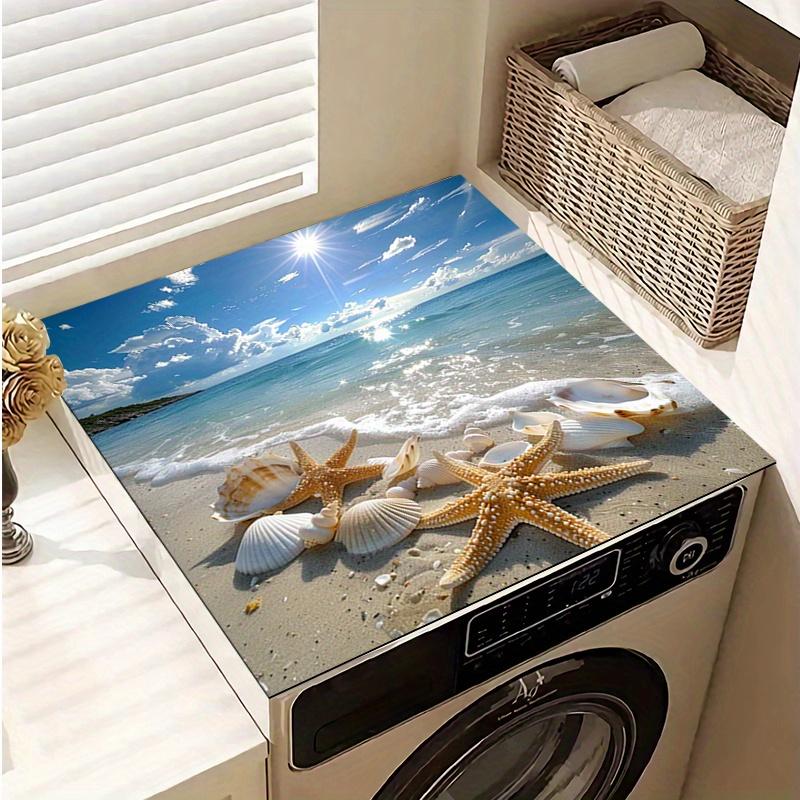 1Pcs Rubber Drying Mat With beautiful beach Print For Coffee Shop Restaurant Kitchen Carpet Tableware Durable Diatom Mud Table Mat Pet Mat Coffeeware