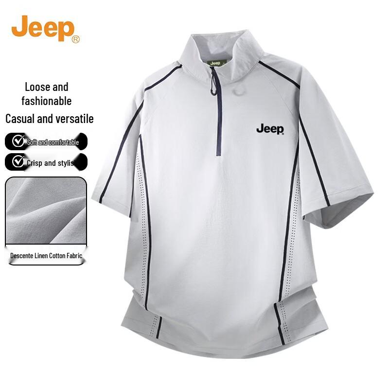 JEEP Men s Quick-Dry Half-Zip Short Sleeve T-Shirt XL