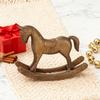 Yousheng Wood Carving Rocking Horse Figurine Vintage Miniature Rocking Horse Statue Home Office Living Room Desktop Decoration Ornament